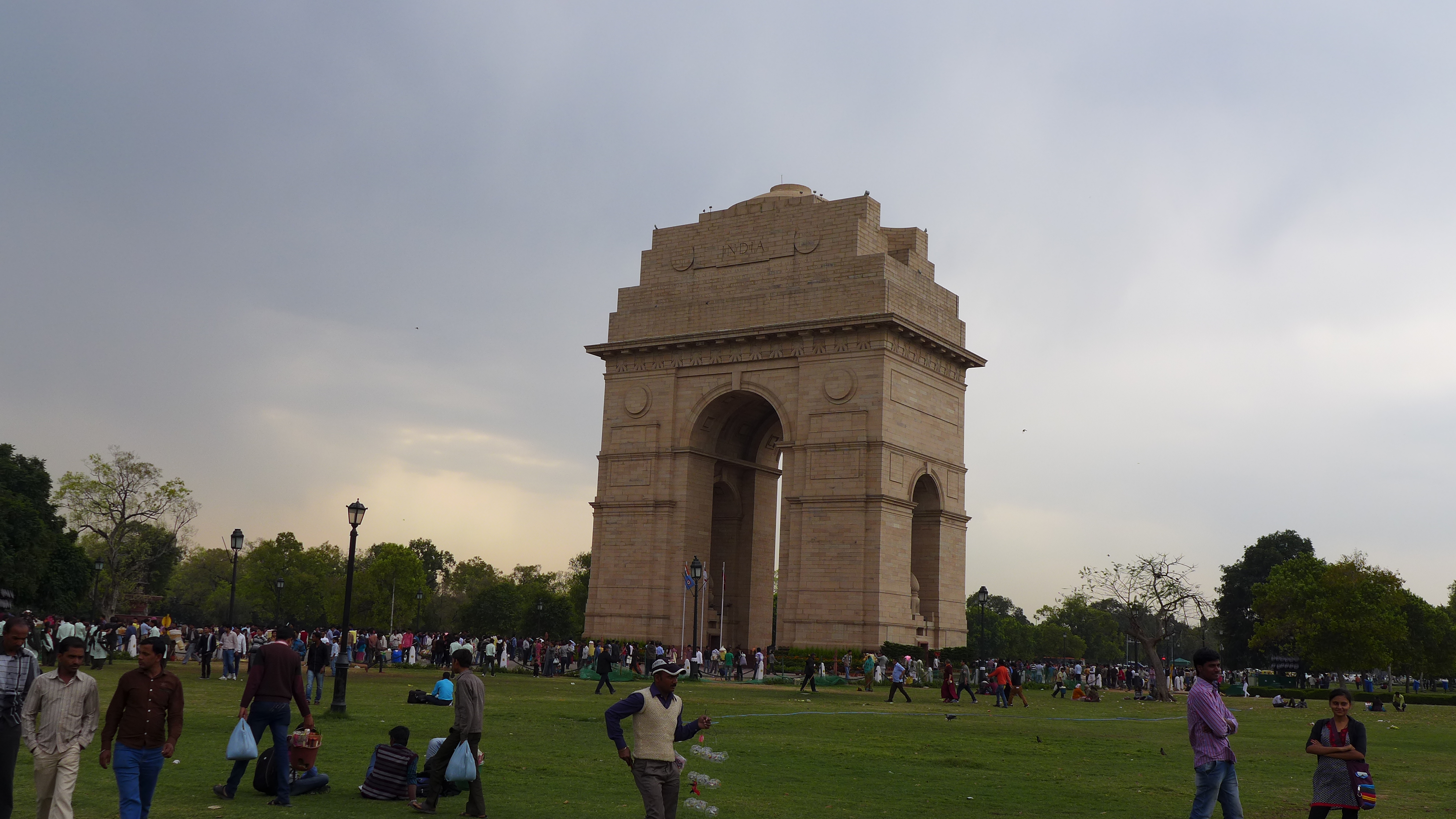 India Gate from a distance away on the Rajpath.
