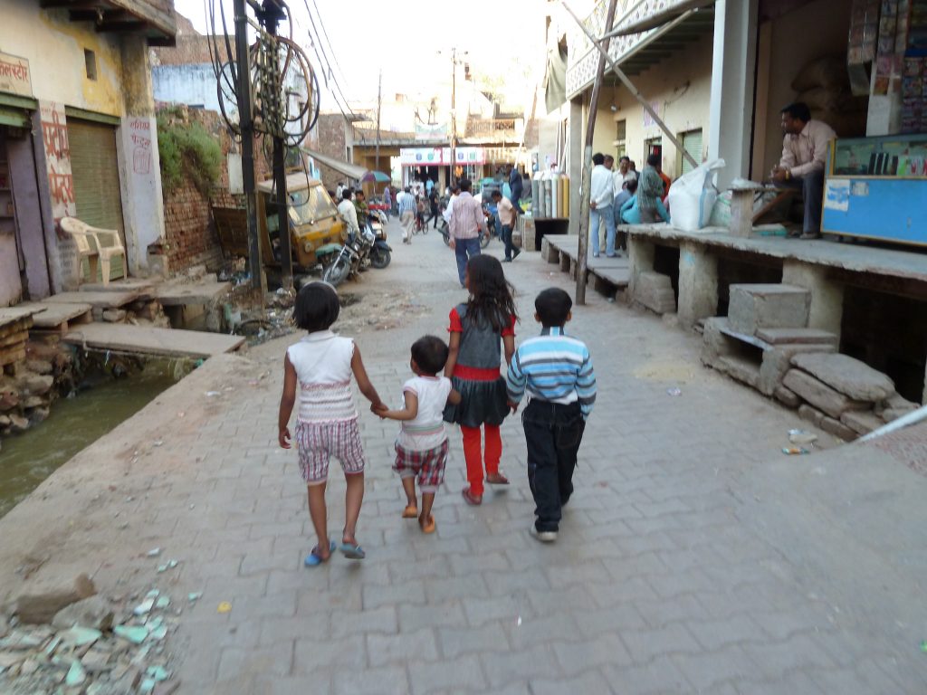 Kids walking down the street, after I'd exhausted my candy supplies. 