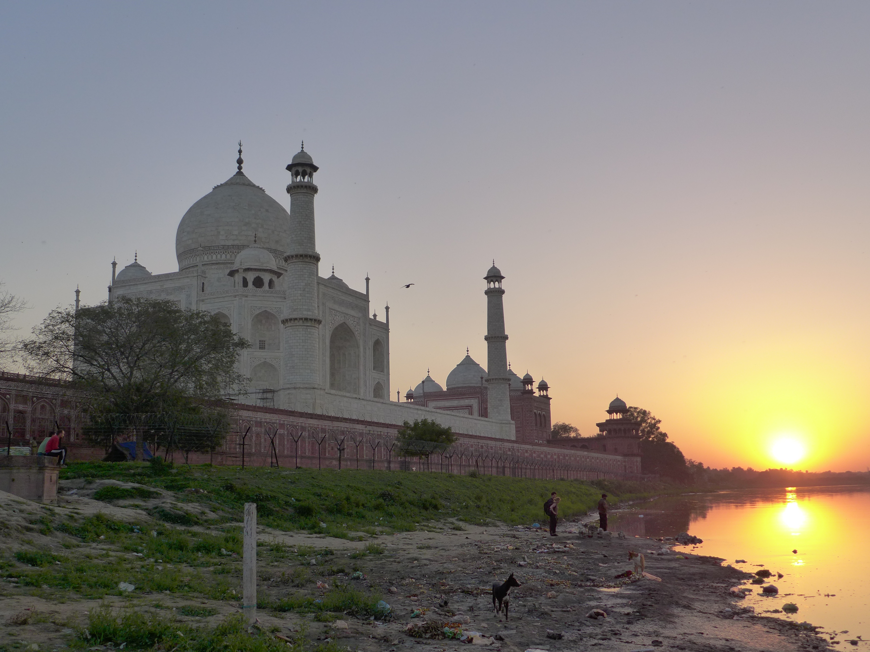 Taj Mahal, from the river at sunset. 